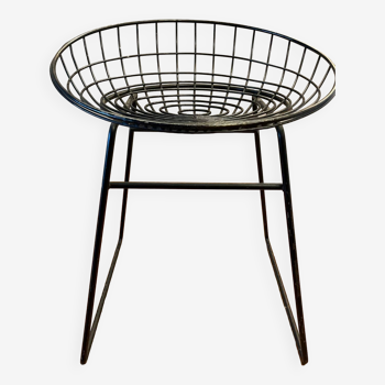 Tabouret en Fil d'Acier Noir par Cees Braakman pour Pastoe