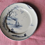 Set of six plates in Gien late XIX model "Marine"
