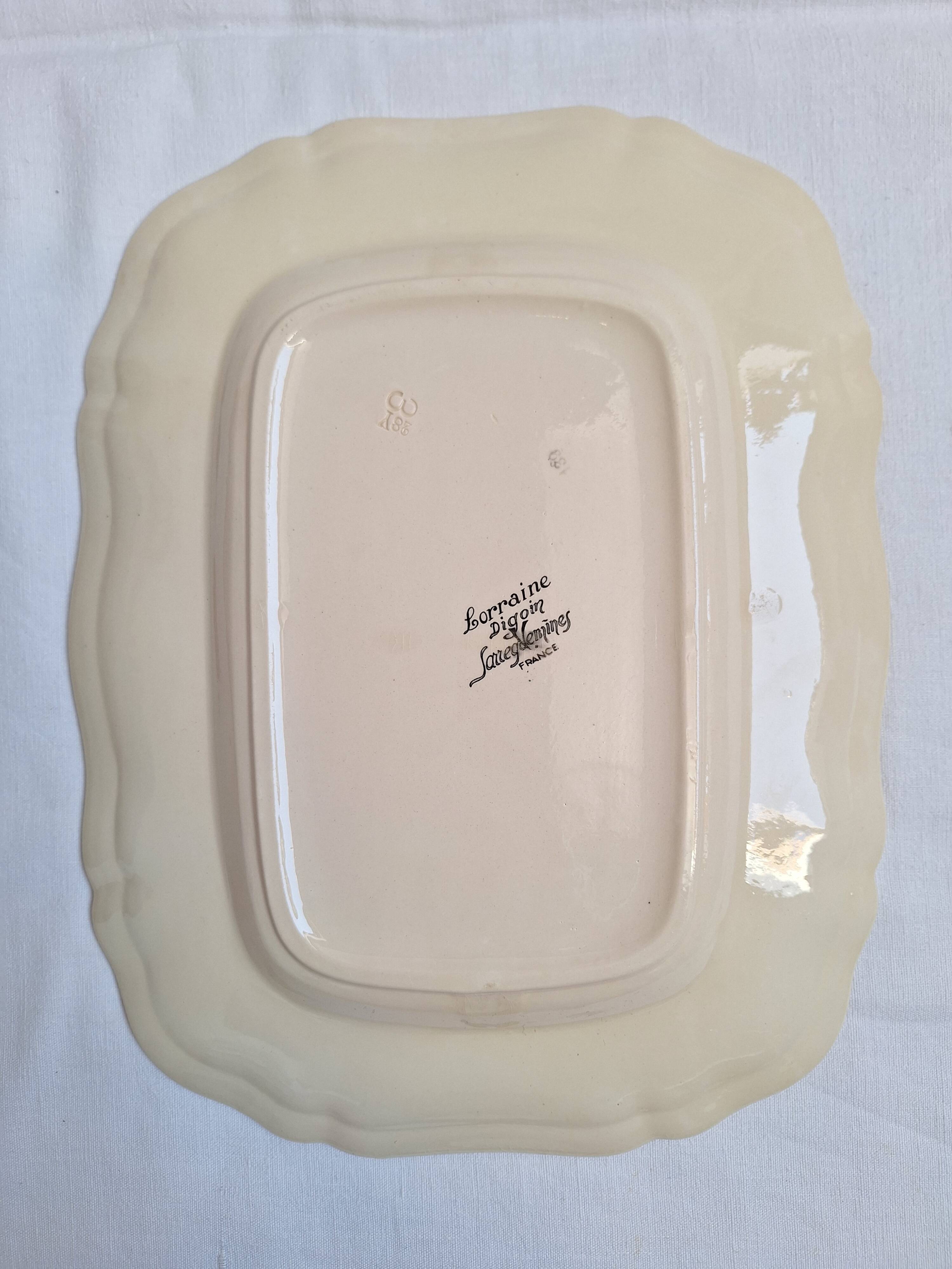 Rectangular plate Digoin Sarreguemines Model Lorraine