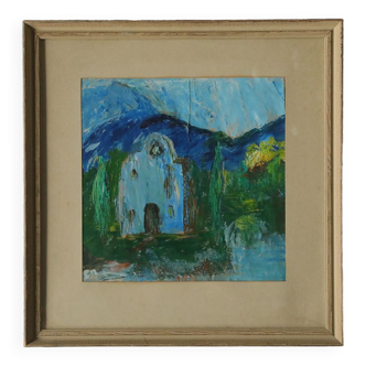 Frideborg Bryth, Composition, années 1950, Peinture acrylique, encadré