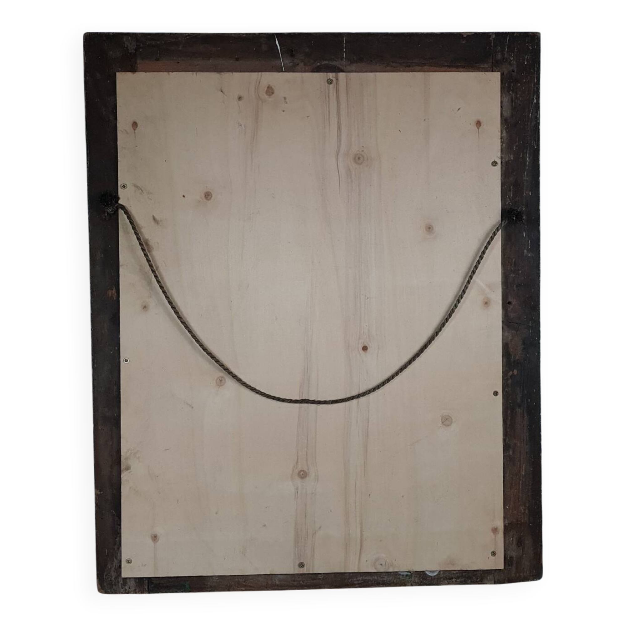 Antique mirror with green and gold stucco wood frame 73x62 cm C626