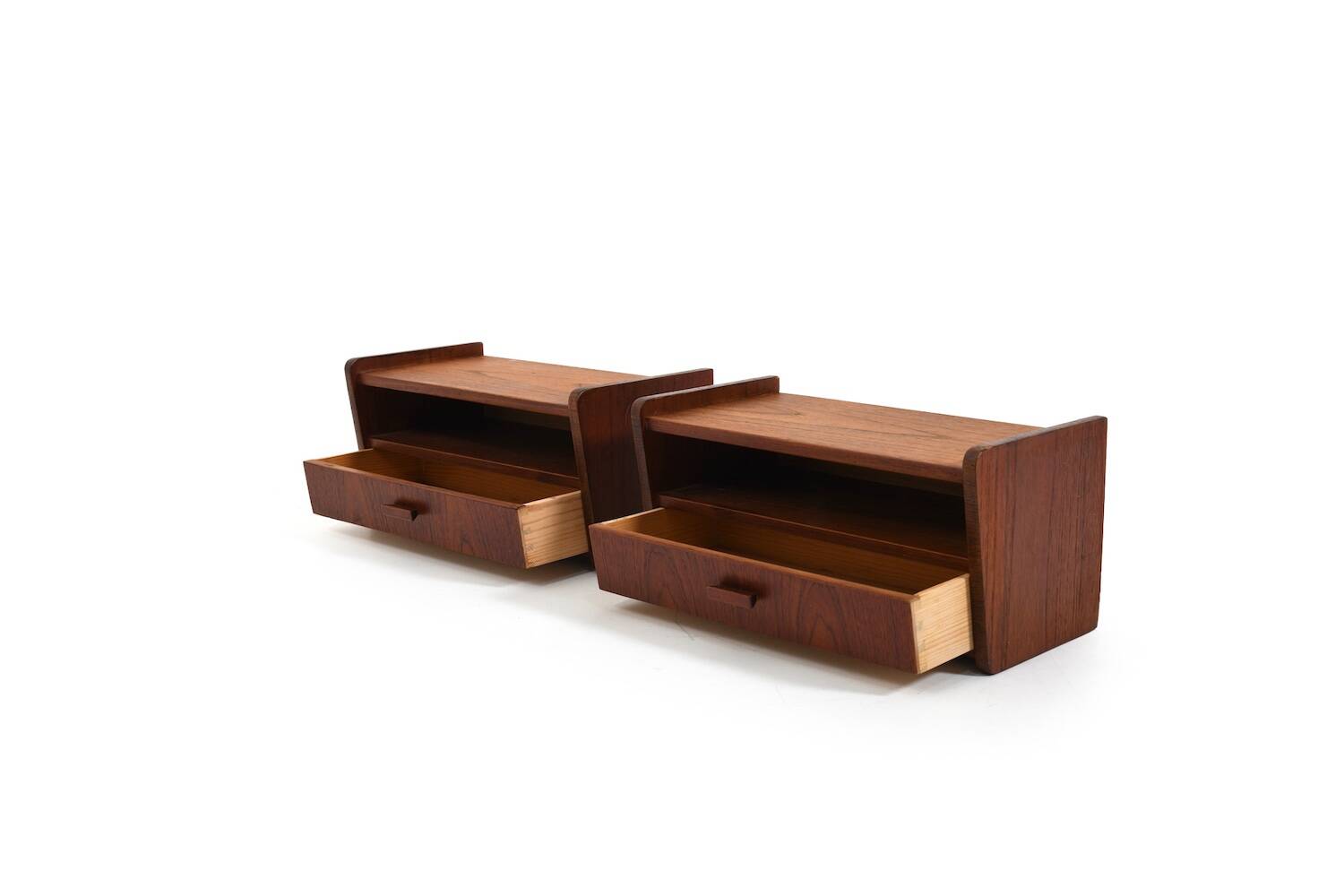 Danish Wall Mounted Nightstands in Teak 1960s