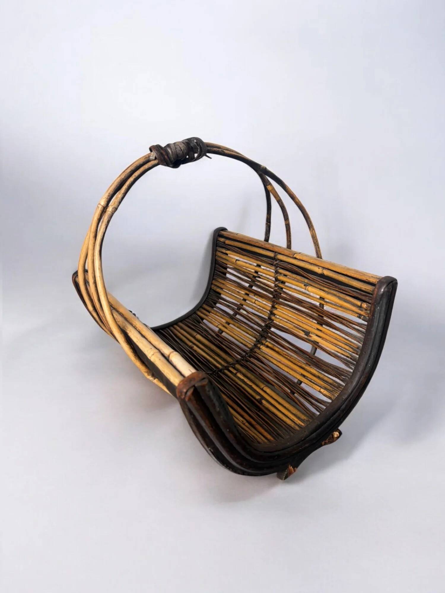 Rattan magazine rack, popular art, France, circa 1950s