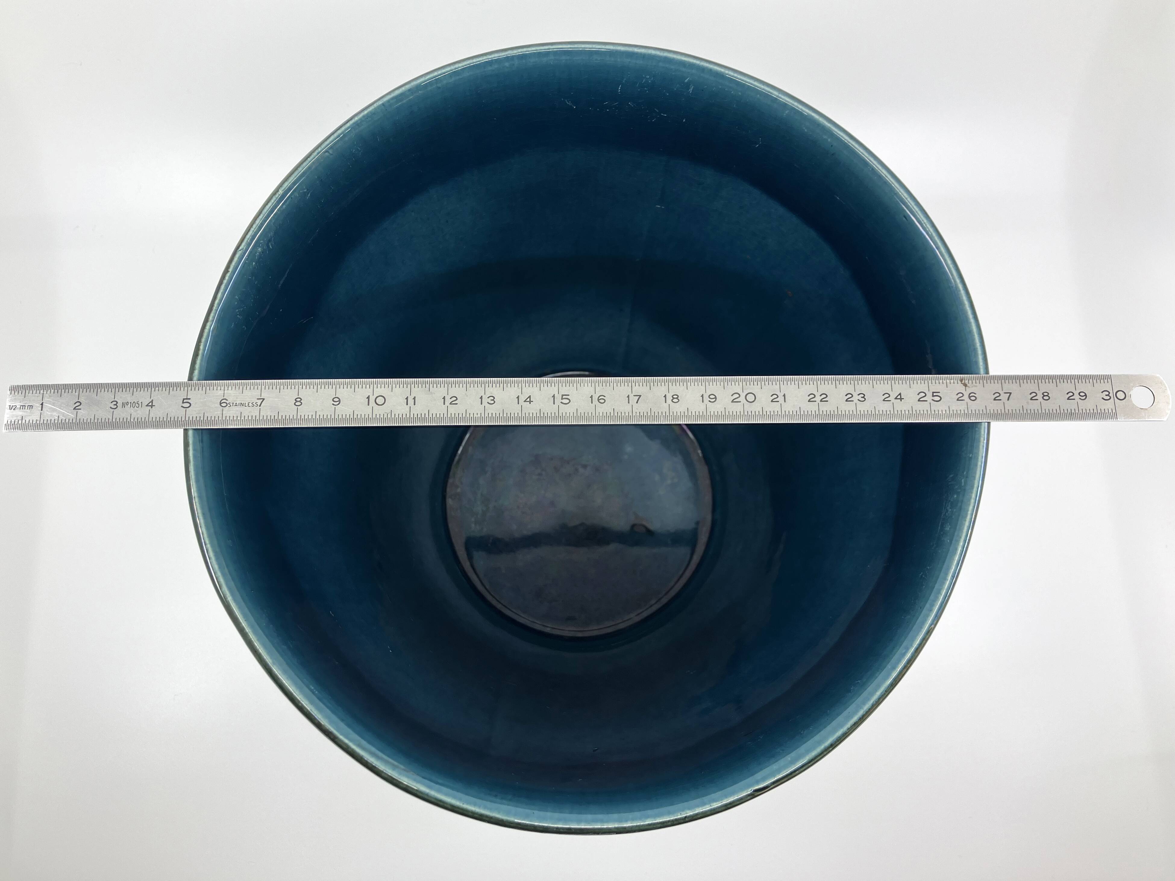 Large blue and green glazed ceramic planter • Ü Keramik • 1960-70