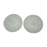 pair of art-deco plates in glass paste by Lorrain