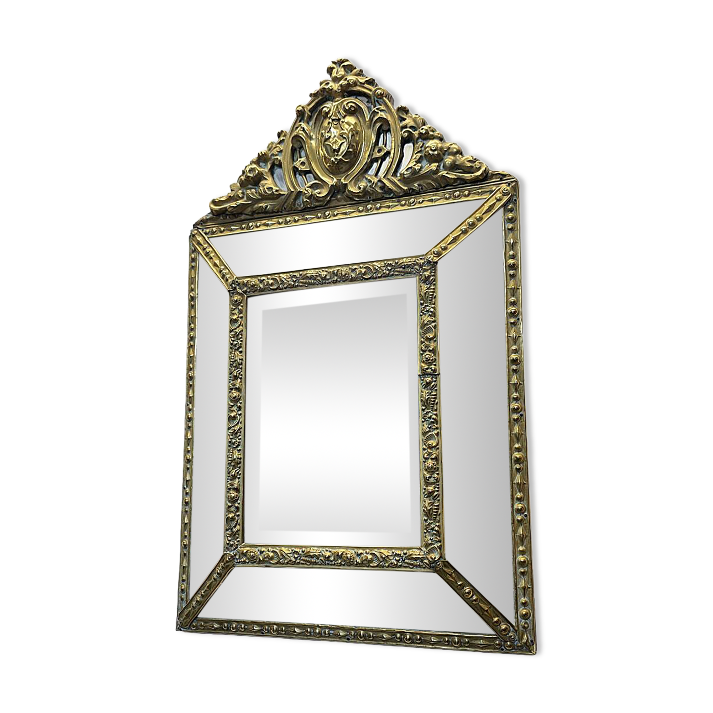 Richly Decorated French Cushion Mirror From The early 19th Century