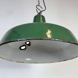 Industrial British Green Enamel Factory Pendant Lamp, 1960s