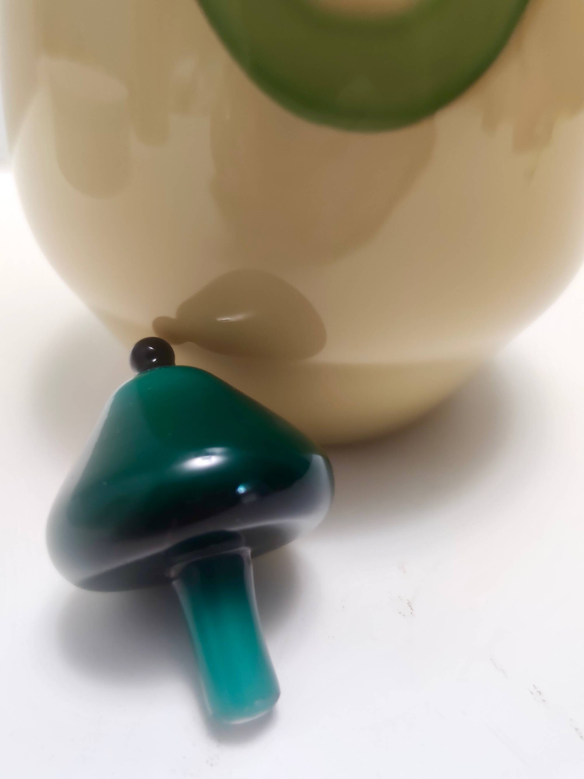 Beige Encased and Hand-blown Glass Decanter Bottle, Italy