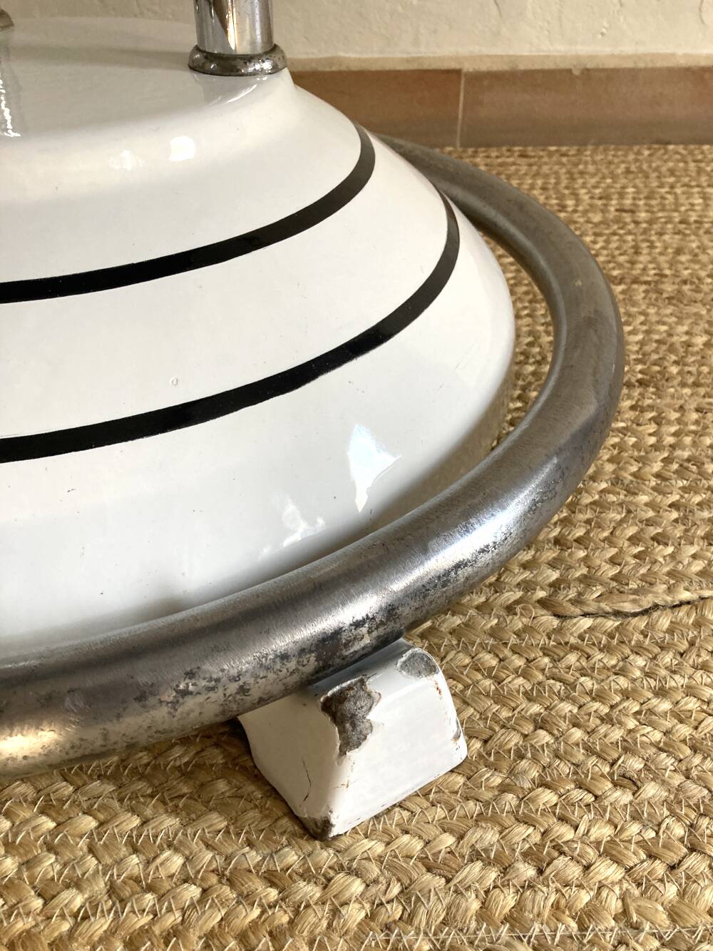 Antique cast iron and enamelled metal table, circa 1950