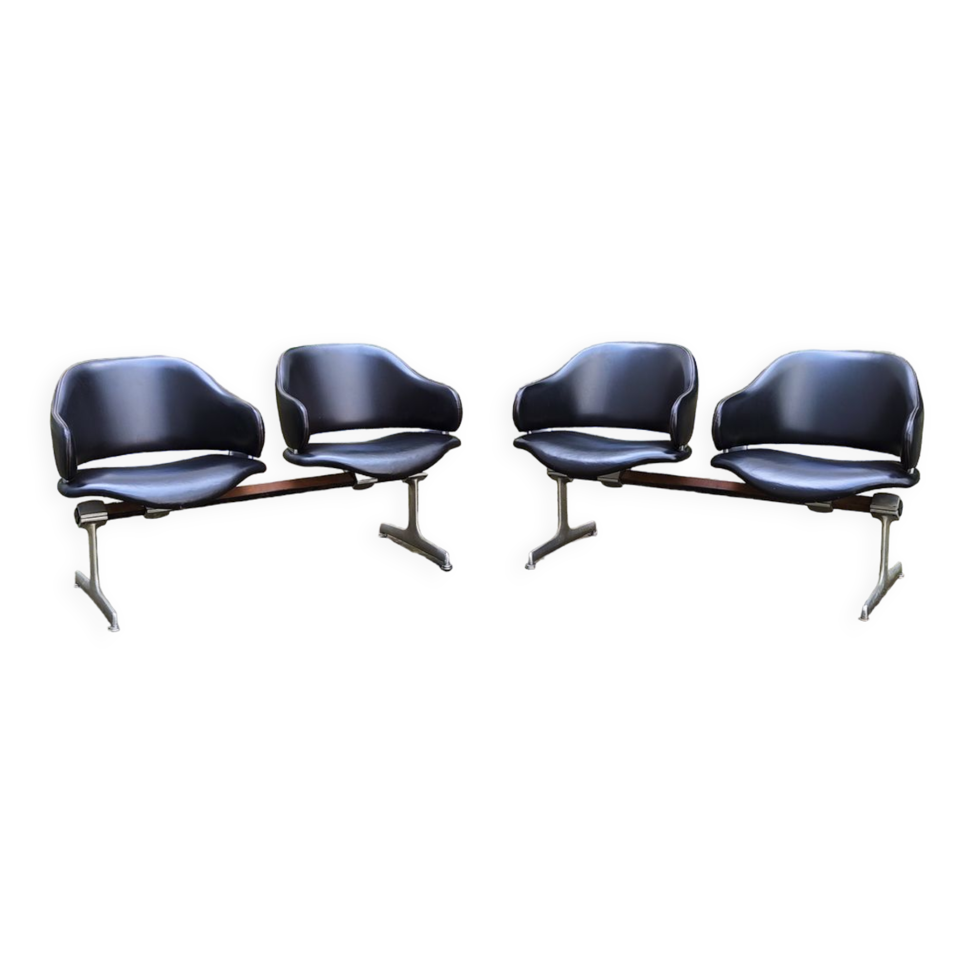 Two Double chairs armchairs leather benches Geoffrey Harcourt Artifort 60s