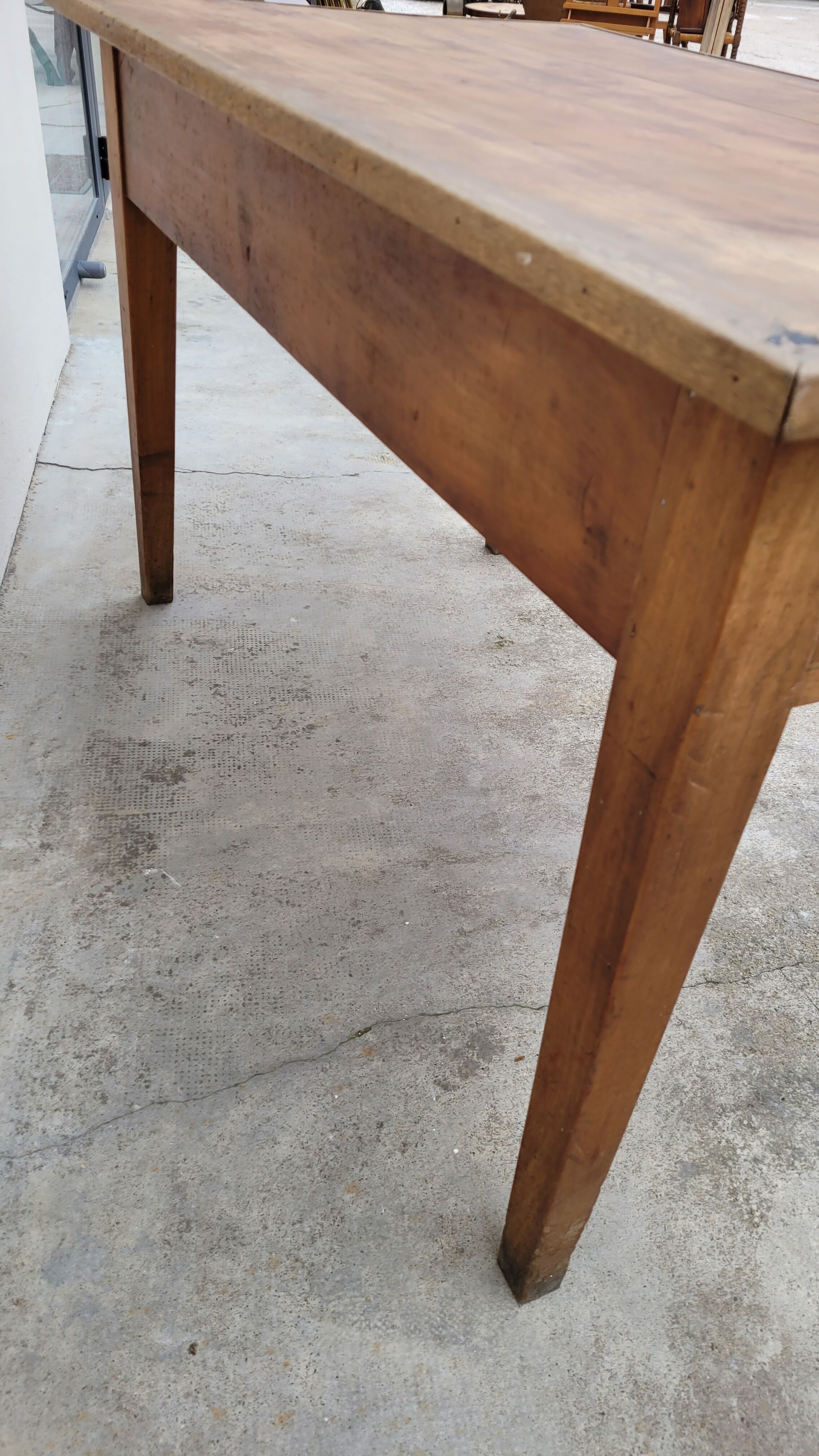 Farmhouse table in fruit tree 2 drawers period 1900 -1m27