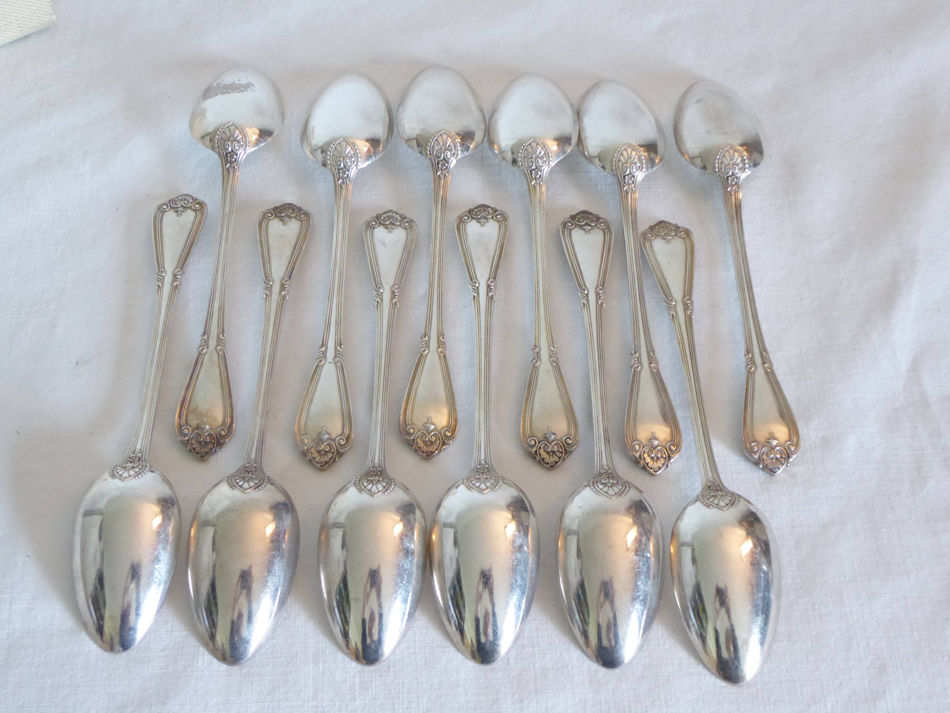 12 spoons in silver metal Alfénide