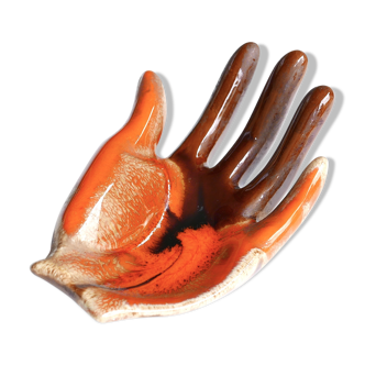 Hand vacuum Pocket ceramic Orange Vallauris, years 70
