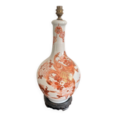 Lampe Vase Porcelaine Imari Japon Japonais Rouge Fer Meiji Phénix Pivoine