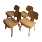 Set Of 4 Dcw Dining Chairs By Charles Eames For Vitra Plywood 1999