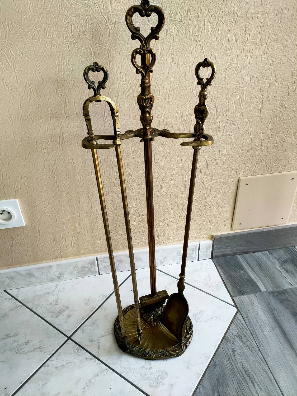 Brass fireplace set
