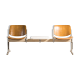 Waiting room bench, with 2 seats and a shelf, signed Castelli