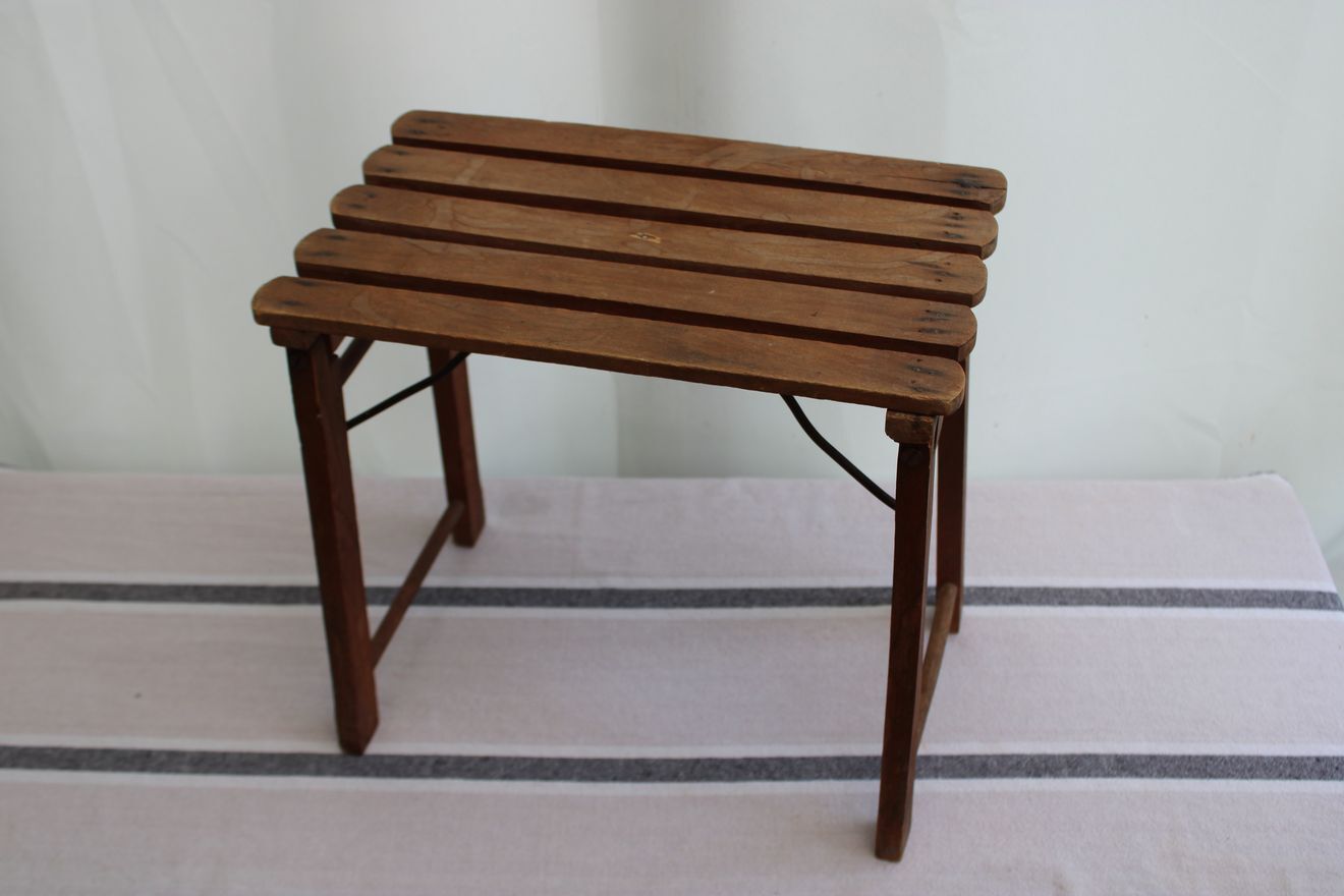Folding wooden stool