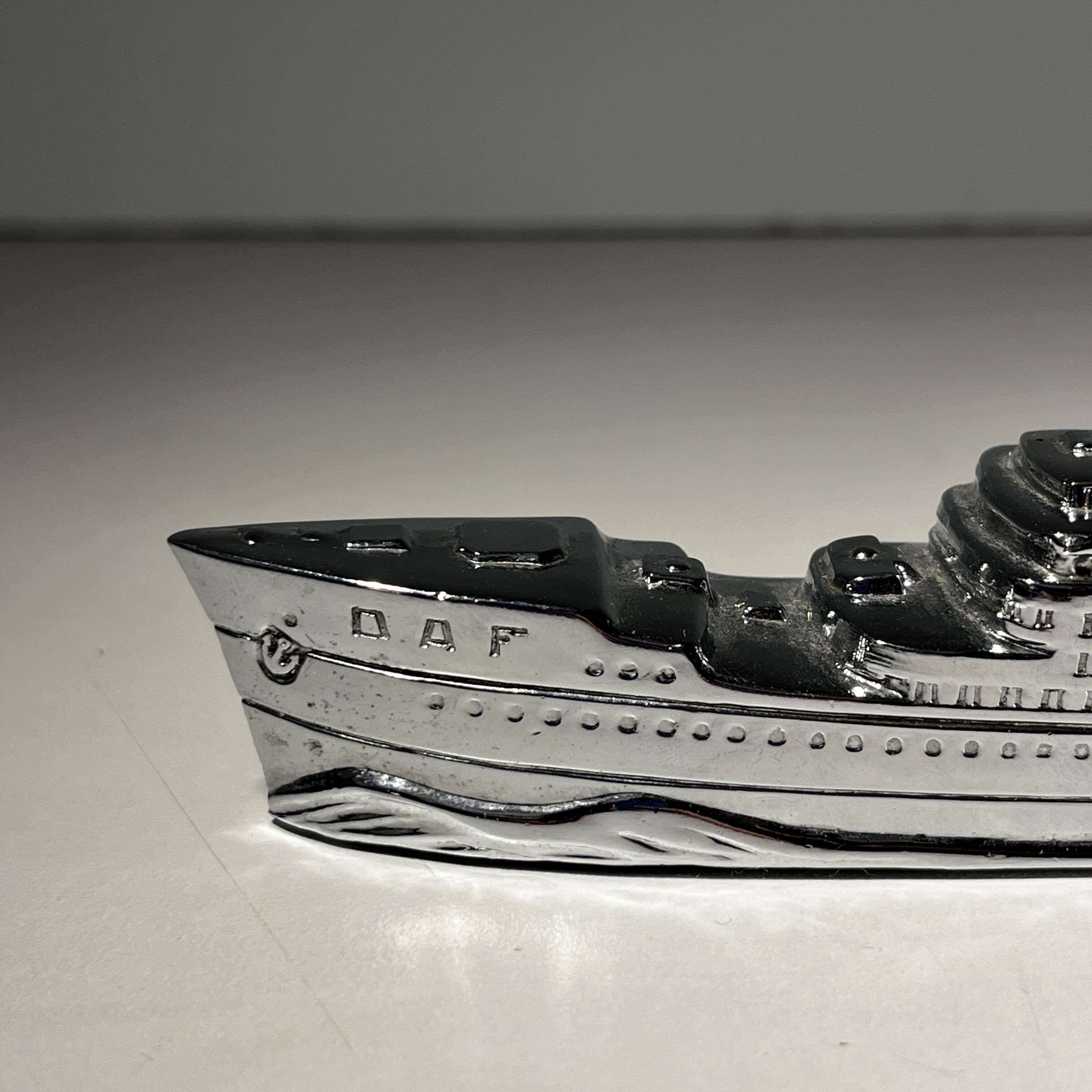 MTC Art Deco Table Lighter, Boat - Cruise Liner, Chrome Steel