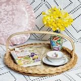 Wicker and glass top