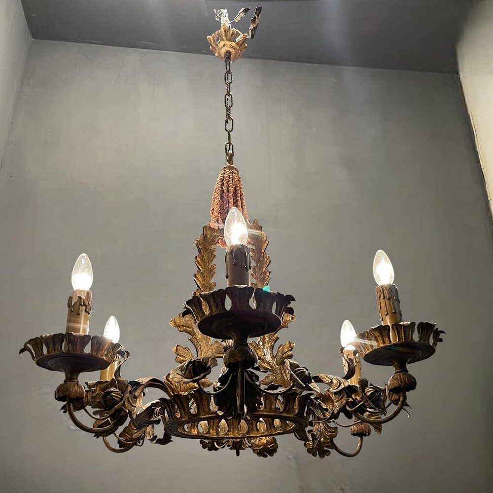 Italian tole chandelier, 1940s
