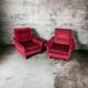 Pair of vintage comfortable armchairs in fabrics probably italian from the 1950s-60s
