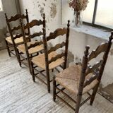 Set of rustic Provençal mulched chairs