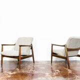 Pair of mid century green gfm64 armchairs by edmund homa, 1960's