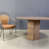 Vintage round granite dining table, 1970s