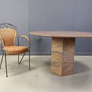 Table à manger ronde en granit vintage, années 1970