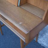 Vanity unit and its swivel armchair, Scandinavian furniture, desk, console, 50s