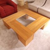Large wooden Tecno coffee table and 4 stools