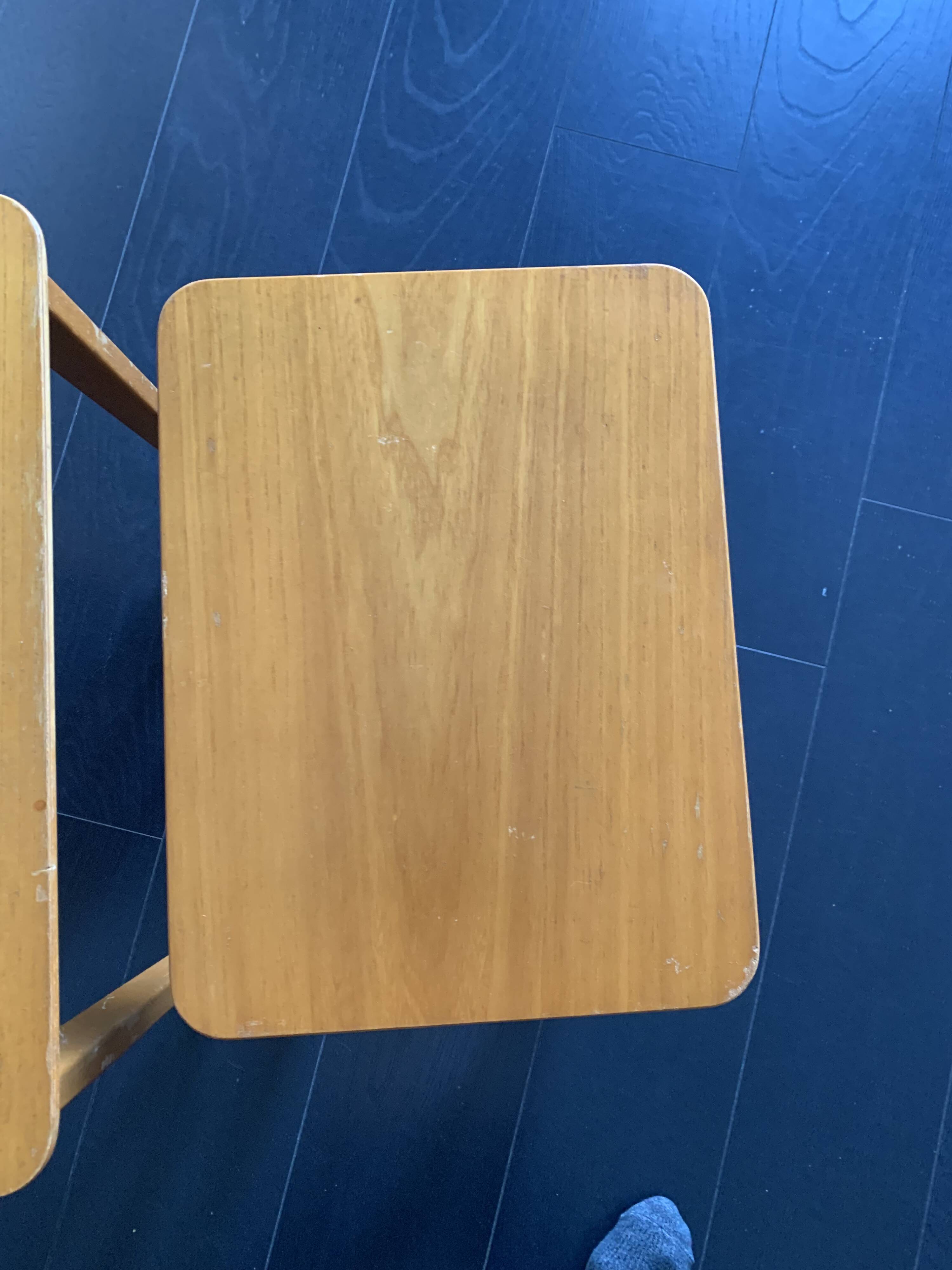 Tables gigognes vintage 1960 table basse d'appoint bois clair - 52 x 55 x 3