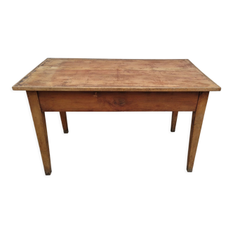 Farmhouse table in fruit tree 2 drawers period 1900 -1m27