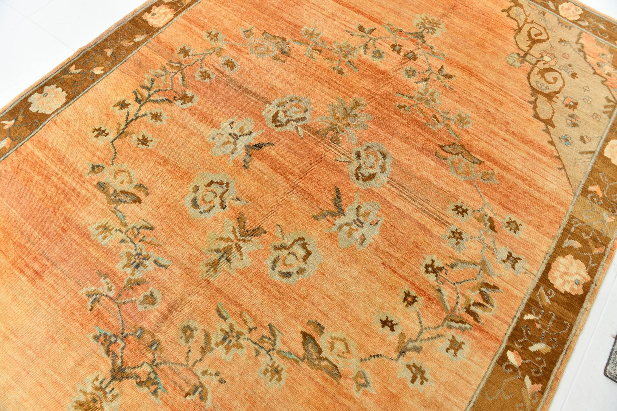 7x10 Peach & Brown Classic Persian Rug, 204x313Cm