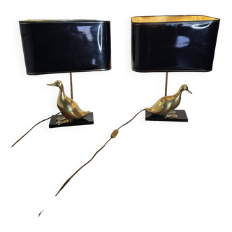 Pair of brass duck lamps from the 70s