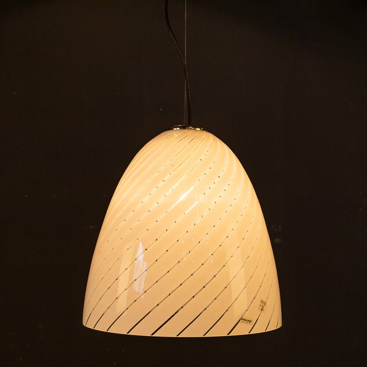 Mid 20thc italian murano glass swirl bowl pendant light by avmazzega c.1970