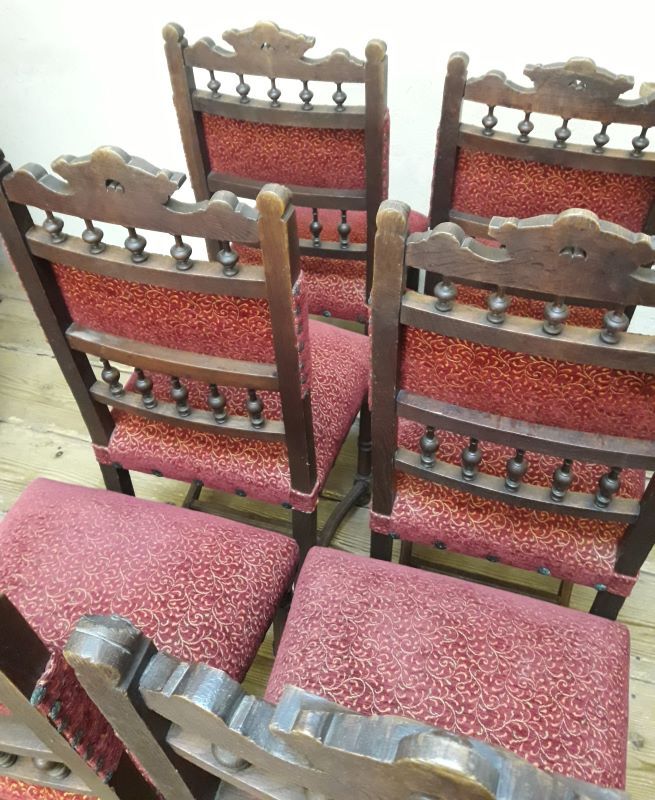 Series of 6 reupholstered Renaissance style chairs