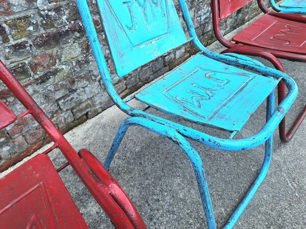 Lot de 6 chaises vintage JYM, meubles sièges industriels