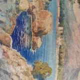 Tableau aquarelle vue du Cap d'ail par Émile Gauffriaud