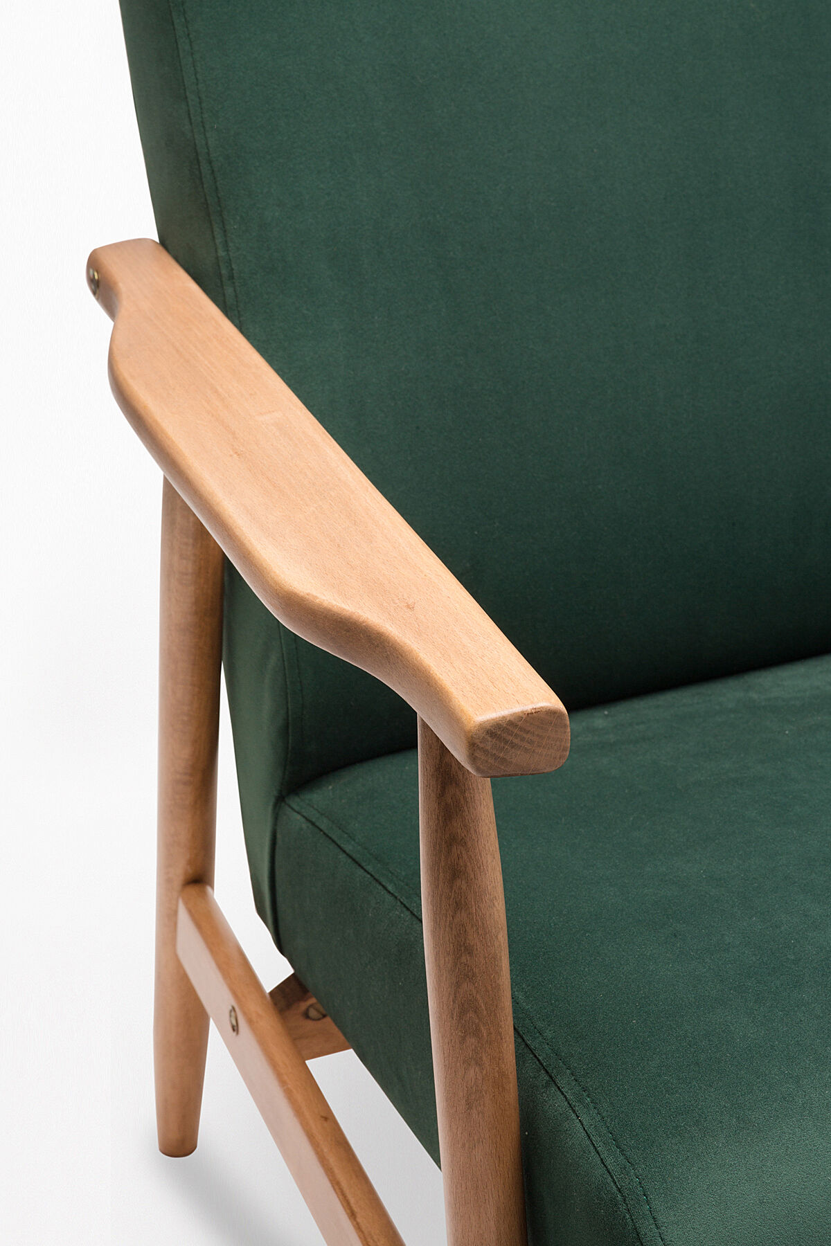 Fauteuil B-7727 polonais en velours vert années 1970.