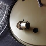 Round ceiling lamp in structured glass art deco style 30s-40s