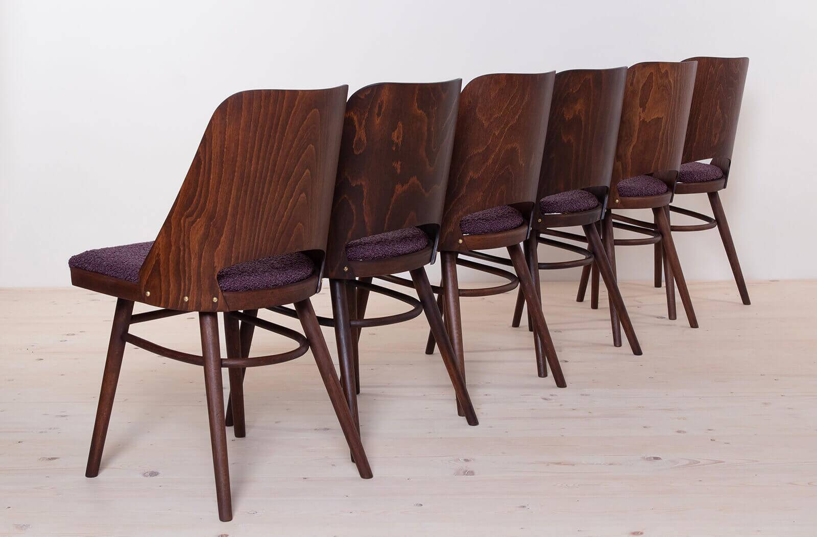 Set of 6 Dining Chairs by R. Hofman for TON, Model 514, 1960s, Reupholstered