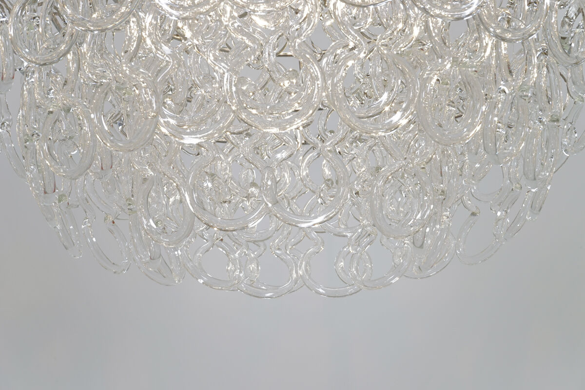 Hanging lamp Mangiarotti model "Giogali" in Murano glass edited by Vistosi