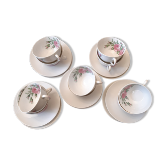 10 porcelain cups from Auteuil pink pattern