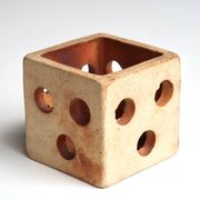 Ceramic cube candle holder by Raymonde Leduc, Vallauris, 1960s