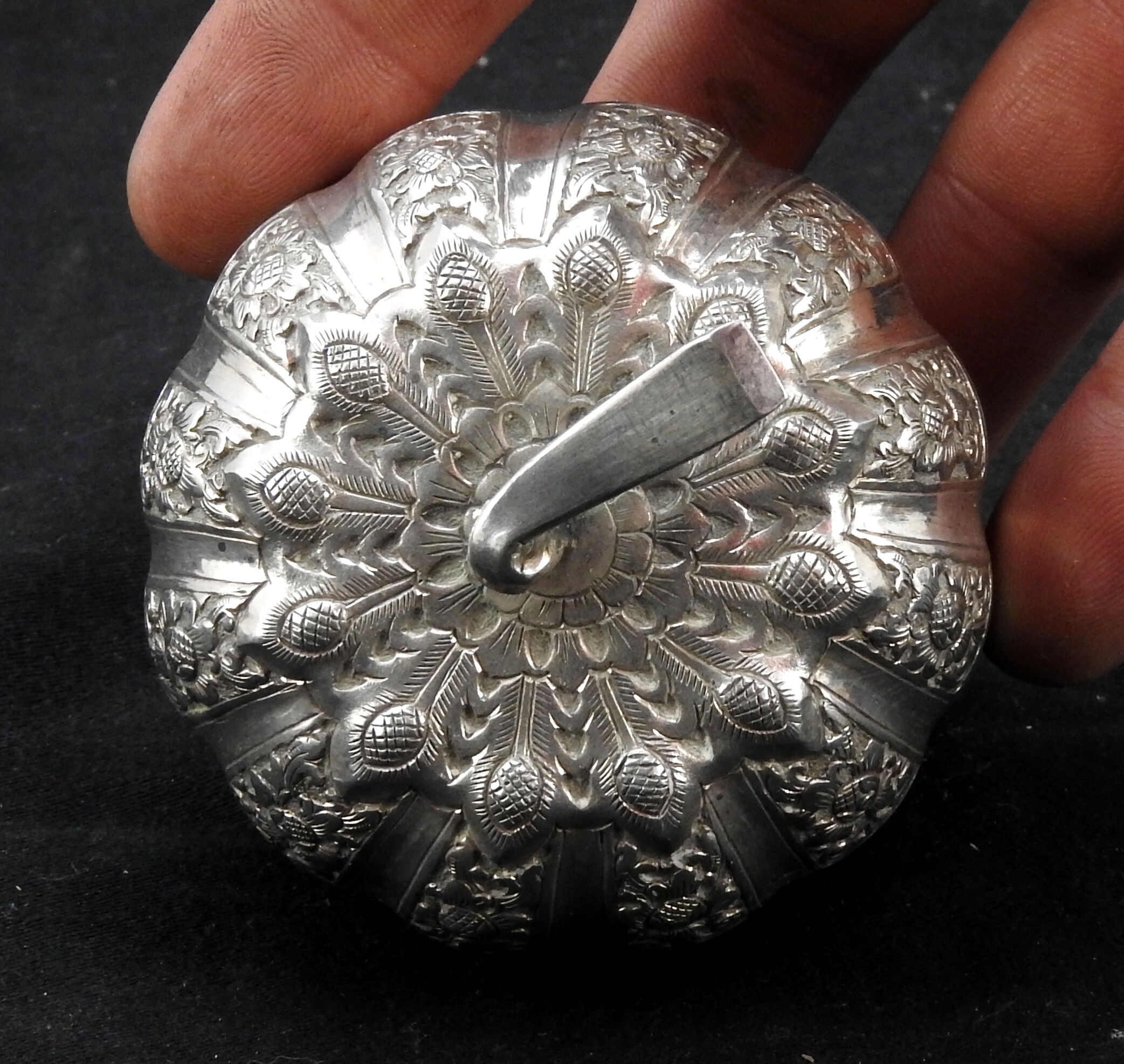 German silver box shaped like pumpkin