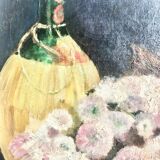 Oil on canvas depicting a still life of flowers