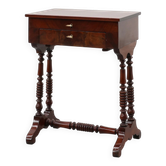 Table d'appoint Louis Philippe avec deux tiroirs et pieds tournés, France, 18