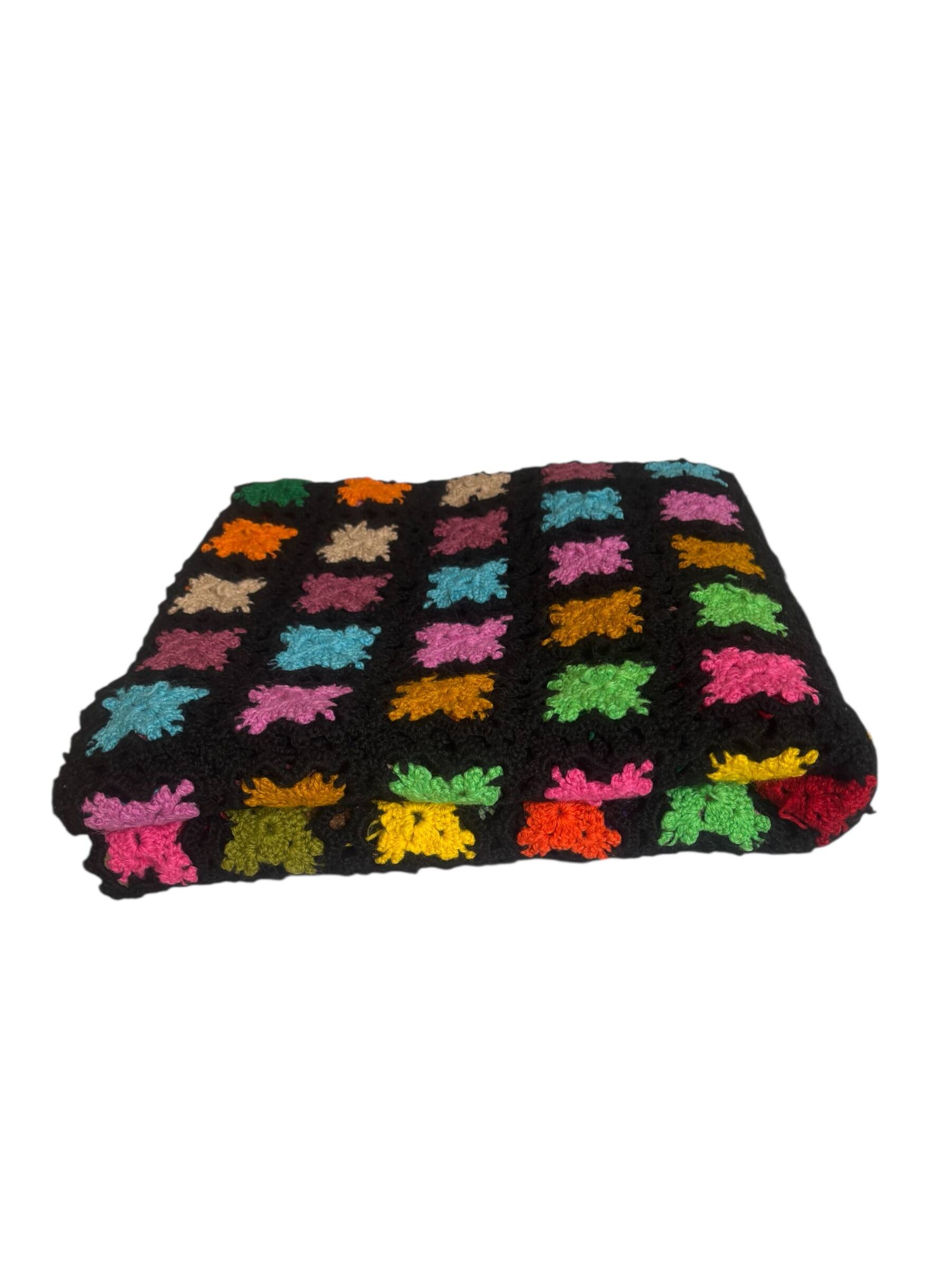 Multicoloured vintage crochet blanket